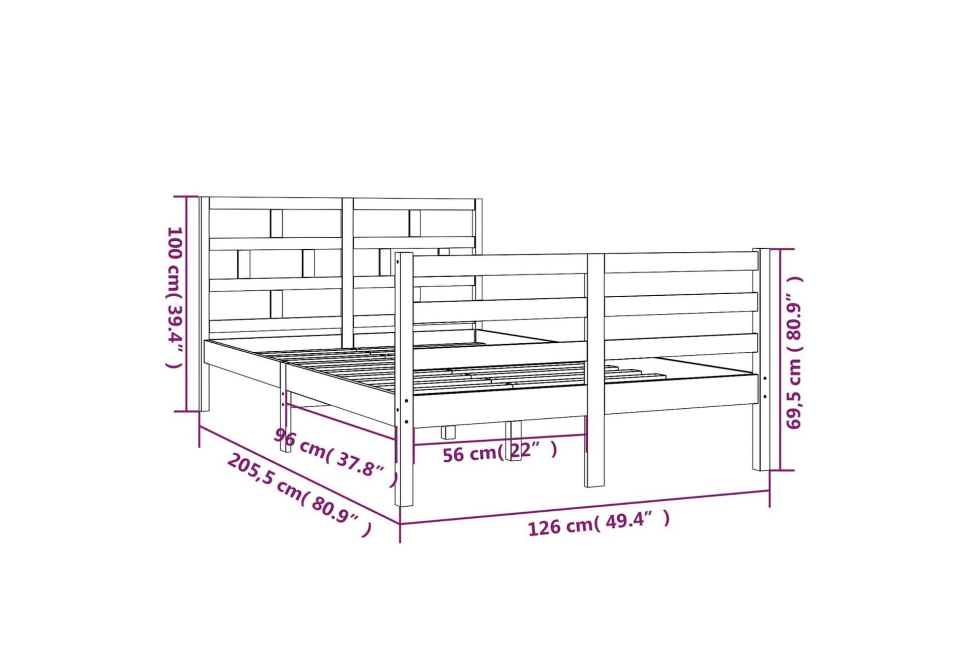 Sengeramme heltre furu 120x200 cm - Brun - Møbler - Senger - Sengeramme & sengestamme