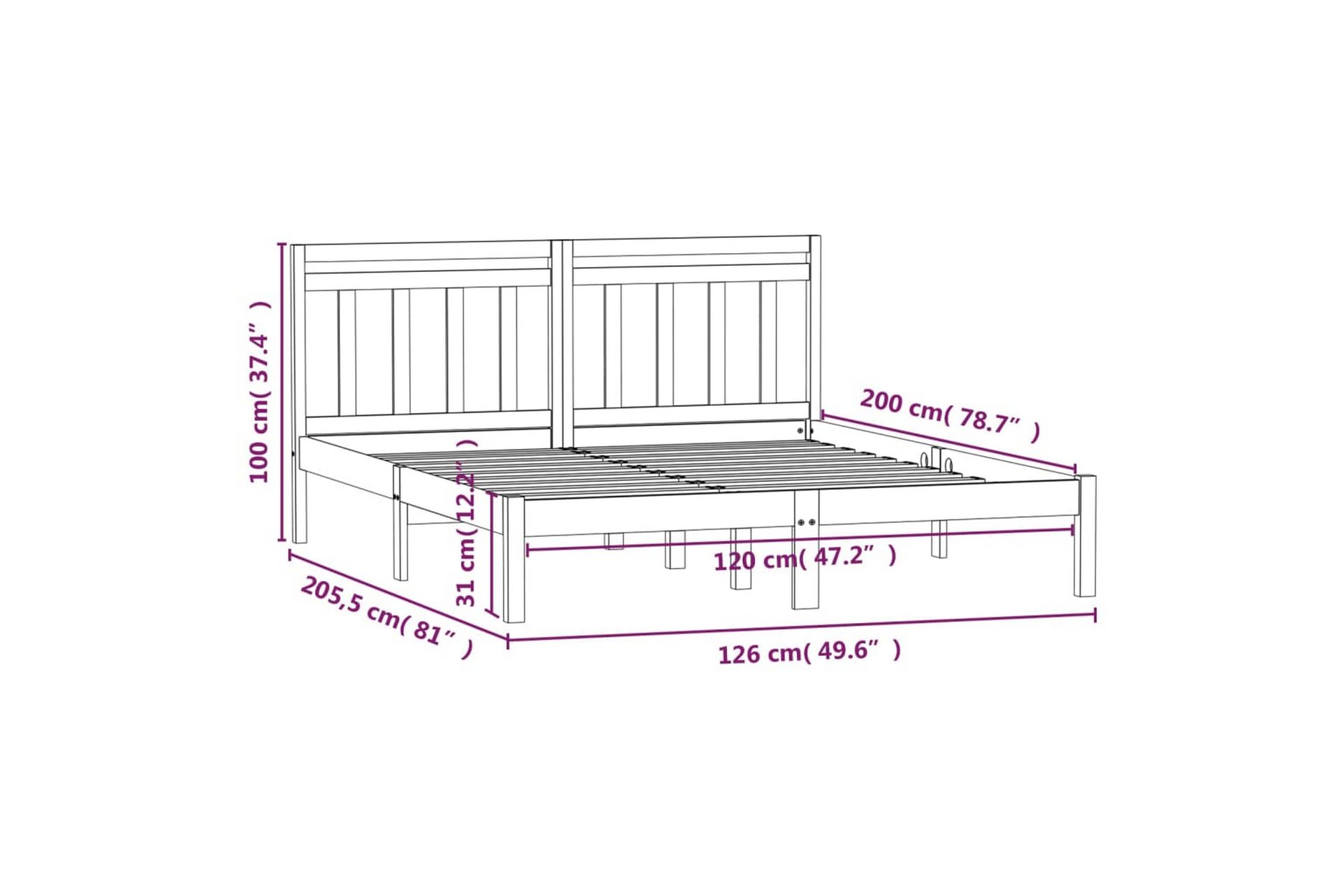 Sengeramme heltre furu 120x200 cm - Brun - Møbler - Senger - Sengeramme & sengestamme
