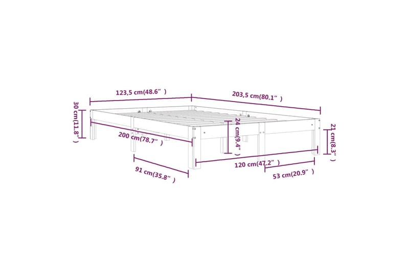 Sengeramme heltre furu 120x200 cm - Brun - Sengeramme & sengestamme