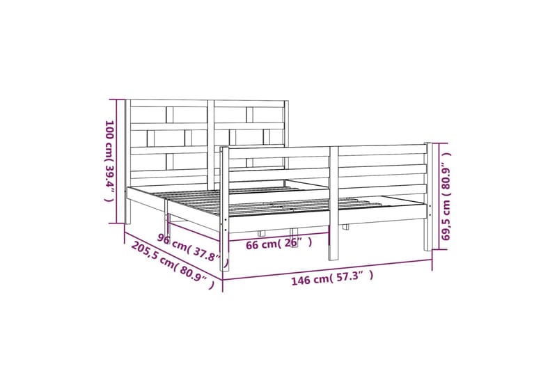 Sengeramme heltre furu 140x190 cm - Brun - Sengeramme & sengestamme