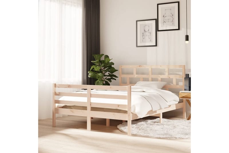 Sengeramme heltre furu 140x190 cm - Brun - Møbler - Senger - Sengeramme & sengestamme