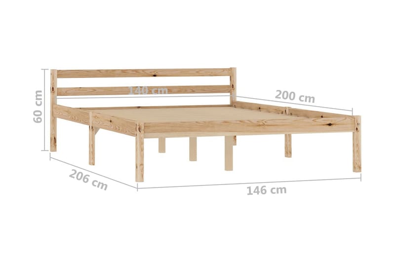 Sengeramme heltre furu 140x200 cm - Brun - Sengeramme & sengestamme