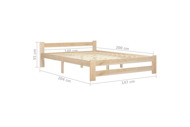 Sengeramme heltre furu 140x200 cm - Brun - Sengeramme & sengestamme