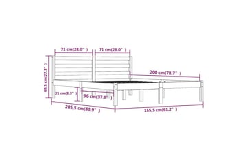 Sengeramme heltre furu 150x200 cm hvit 5FT King Size - Hvit - Møbler - Senger - Sengeramme & sengestamme
