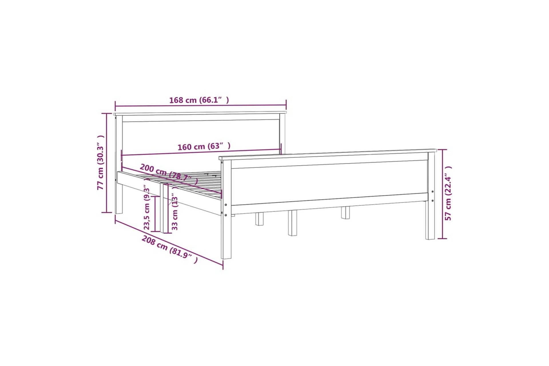 Sengeramme heltre furu 160x200 cm - Brun - Møbler - Senger - Sengeramme & sengestamme