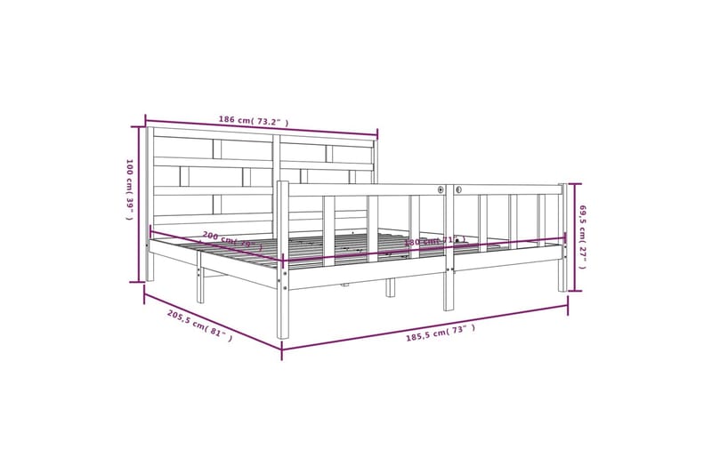 Sengeramme heltre furu 180x200 cm 6FT Super King - Brun - Møbler - Senger - Sengeramme & sengestamme