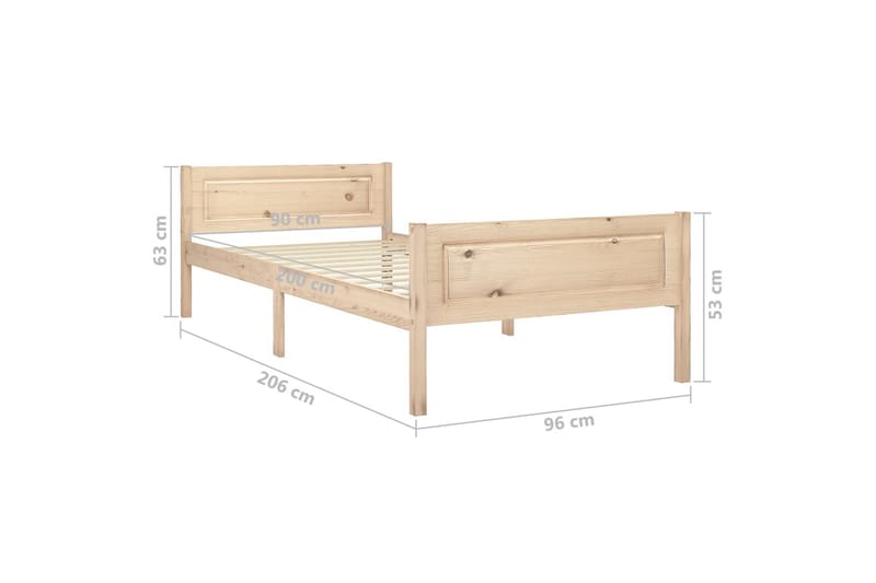 Sengeramme heltre furu 90x200 cm - Brun - Sengeramme & sengestamme