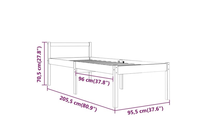 Sengeramme heltre furu 90x200 cm - Brun - Møbler - Senger - Sengeramme & sengestamme