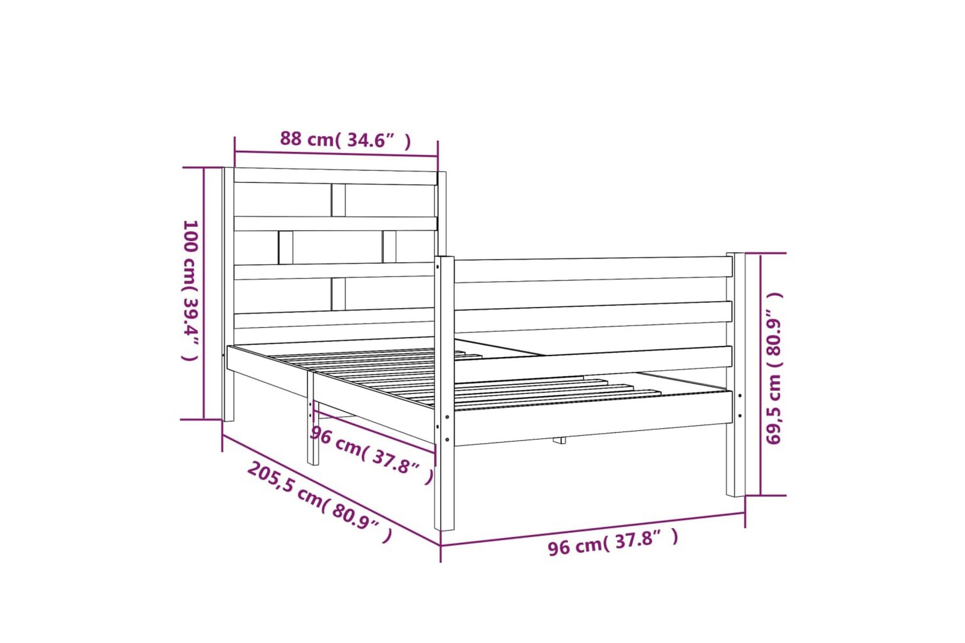 Sengeramme heltre furu 90x200 cm - Brun - Møbler - Senger - Sengeramme & sengestamme