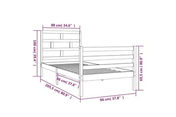 Sengeramme heltre furu 90x200 cm - Brun - Møbler - Senger - Sengeramme & sengestamme