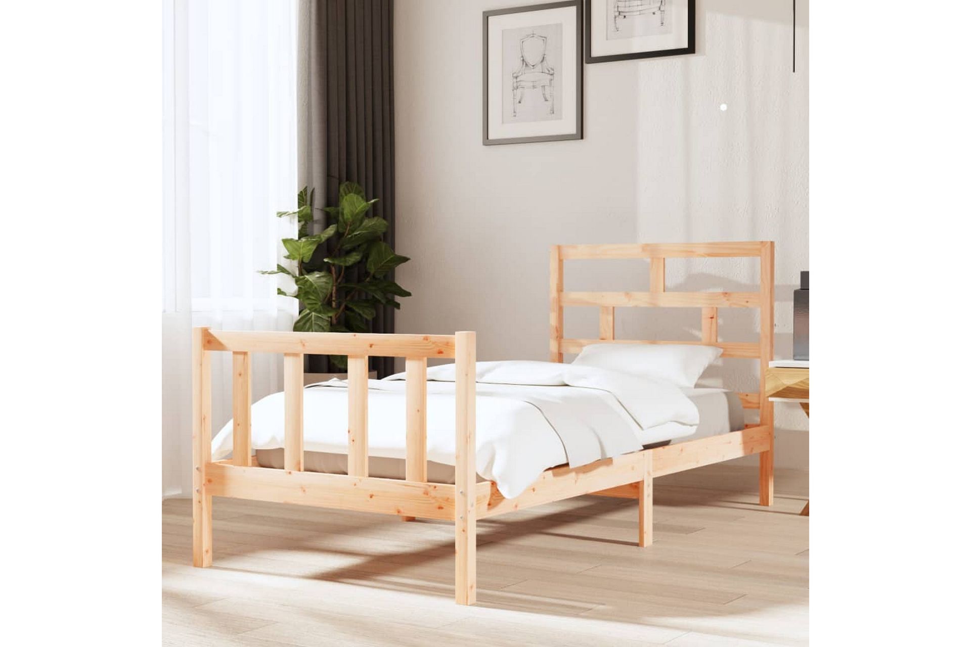 Sengeramme heltre furu 90x200 cm - Brun - Møbler - Senger - Sengeramme & sengestamme