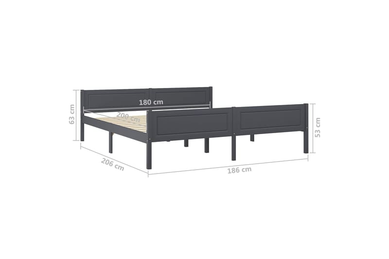 Sengeramme heltre furu grå 180x200 cm - Grå - Møbler - Senger - Sengeramme & sengestamme