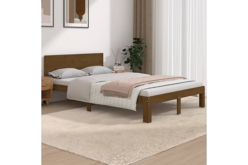 Sengeramme honningbrun heltre 120x190 cm 4FT Small Double - Brun - Møbler - Senger - Sengeramme & sengestamme