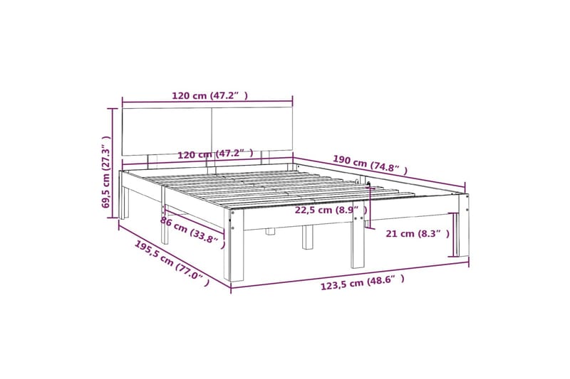 Sengeramme honningbrun heltre 120x190 cm 4FT Small Double - Brun - Møbler - Senger - Sengeramme & sengestamme