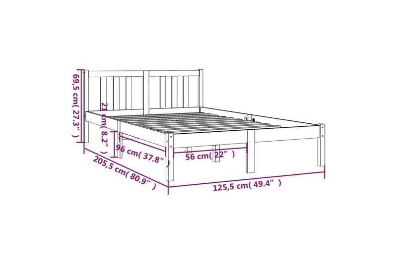 Sengeramme honningbrun heltre 120x200 cm - Brun - Sengeramme & sengestamme