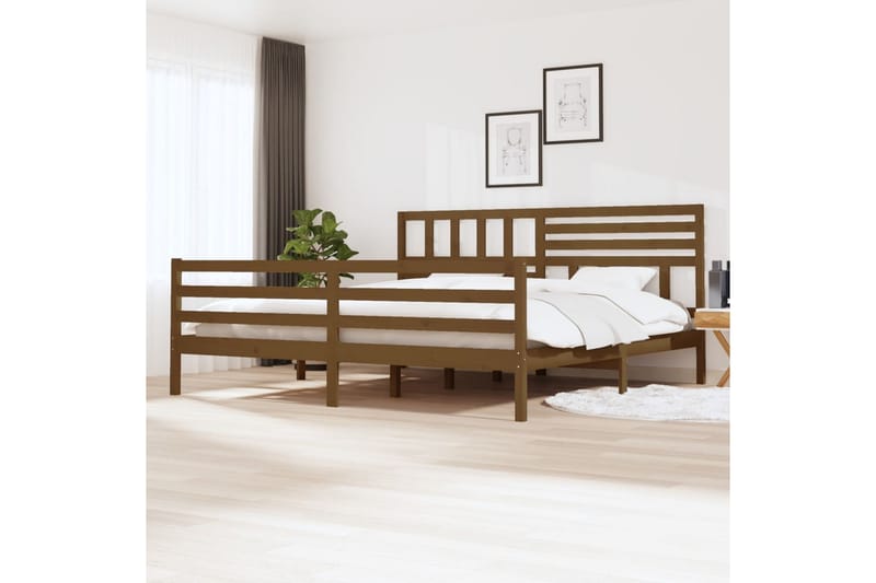 Sengeramme honningbrun heltre 200x200 cm - Brun - Møbler - Senger - Sengeramme & sengestamme