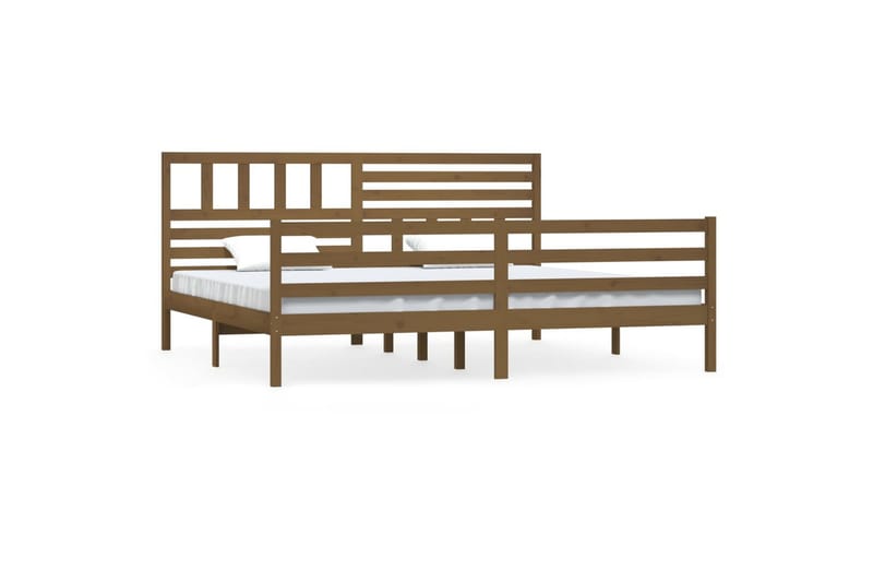 Sengeramme honningbrun heltre 200x200 cm - Brun - Møbler - Senger - Sengeramme & sengestamme