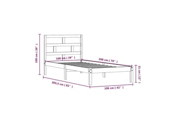 Sengeramme honningbrun heltre furu 100x200 cm - Brun - Møbler - Senger - Sengeramme & sengestamme
