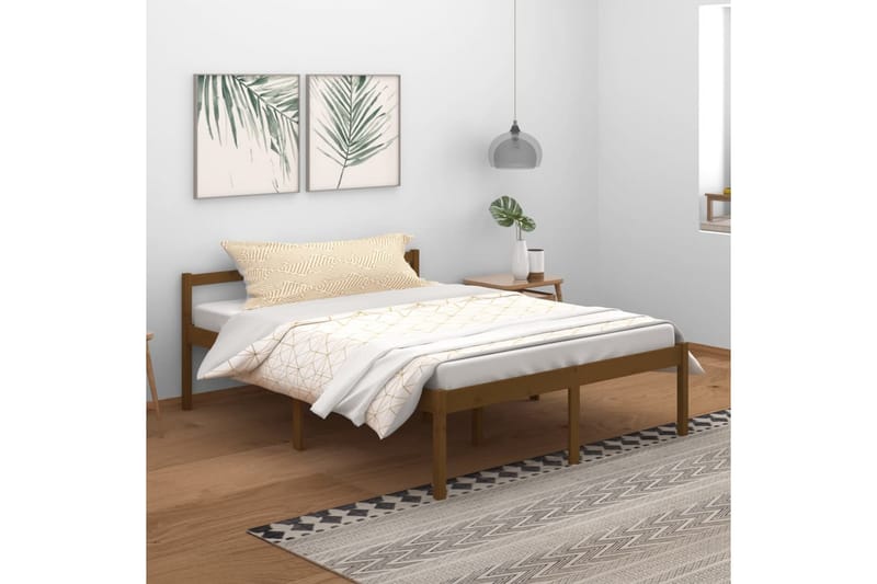 Sengeramme honningbrun heltre furu 150x200 cm 5FT King - Brun - Møbler - Senger - Sengeramme & sengestamme
