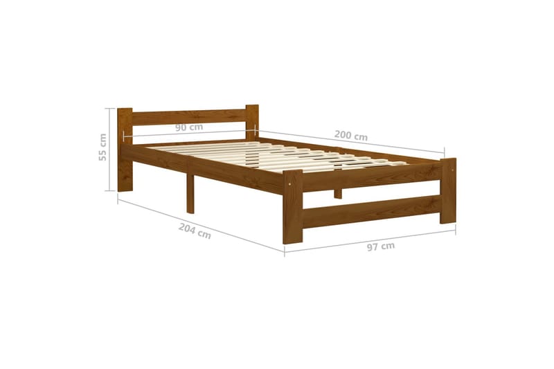 Sengeramme honningbrun heltre furu 90x200 cm - Brun - Møbler - Senger - Sengeramme & sengestamme