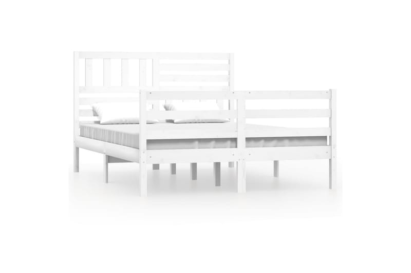 Sengeramme hvit heltre 140x190 cm hvit - Hvit - Møbler - Senger - Sengeramme & sengestamme