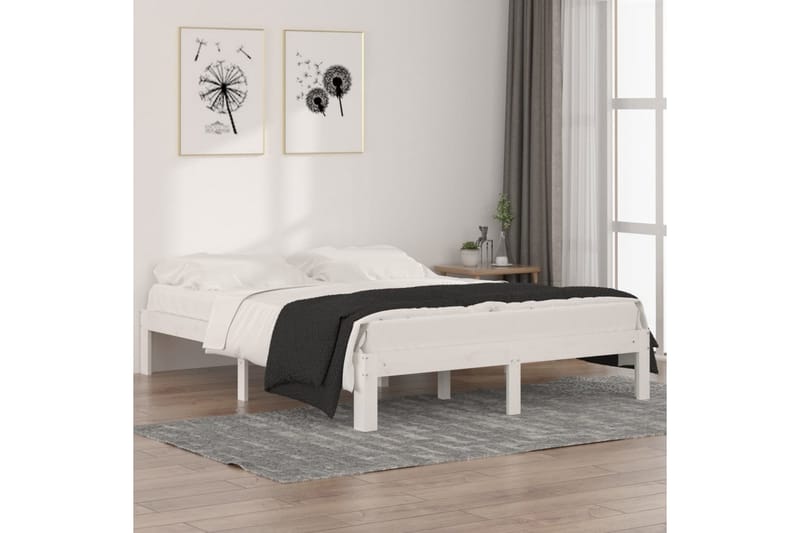 Sengeramme hvit heltre 150x200 cm 5FT King Size - Hvit - Møbler - Senger - Sengeramme & sengestamme