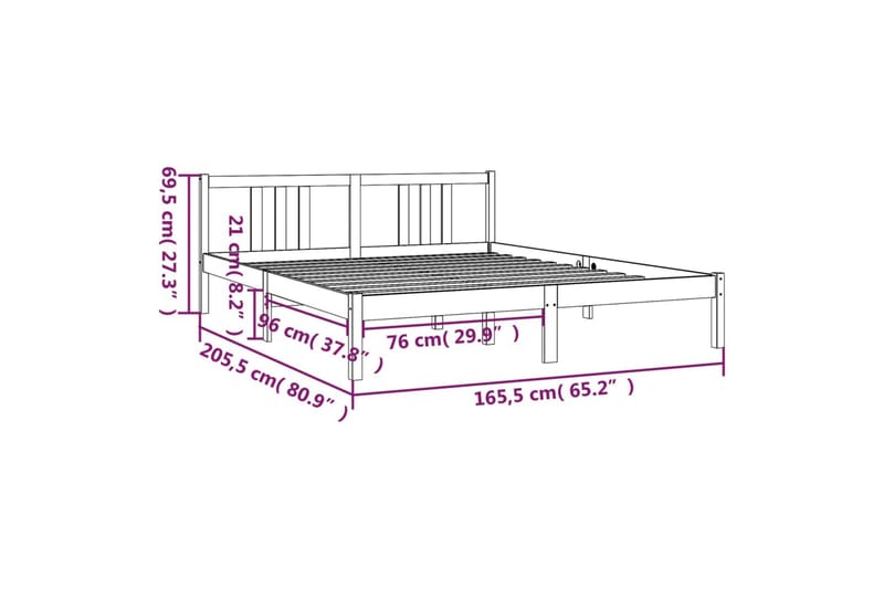 Sengeramme hvit heltre fru 160x200 cm - Hvit - Møbler - Senger - Sengeramme & sengestamme