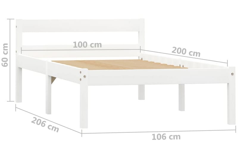 Sengeramme hvit heltre furu 100x200 cm - Hvit - Møbler - Senger - Sengeramme & sengestamme