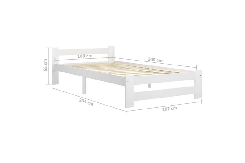 Sengeramme hvit heltre furu 100x200 cm - Hvit - Sengeramme & sengestamme