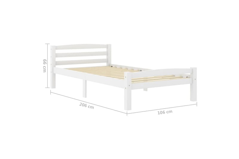 Sengeramme hvit heltre furu 100x200 cm - Hvit - Møbler - Senger - Sengeramme & sengestamme