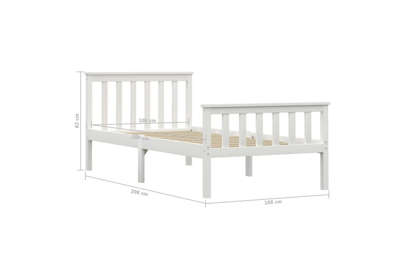 Sengeramme hvit heltre furu 100x200 cm - Møbler - Senger - Sengeramme & sengestamme