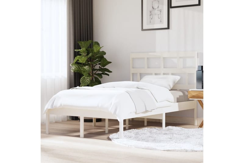 Sengeramme hvit heltre furu 120x200 cm - Hvit - Møbler - Senger - Sengeramme & sengestamme