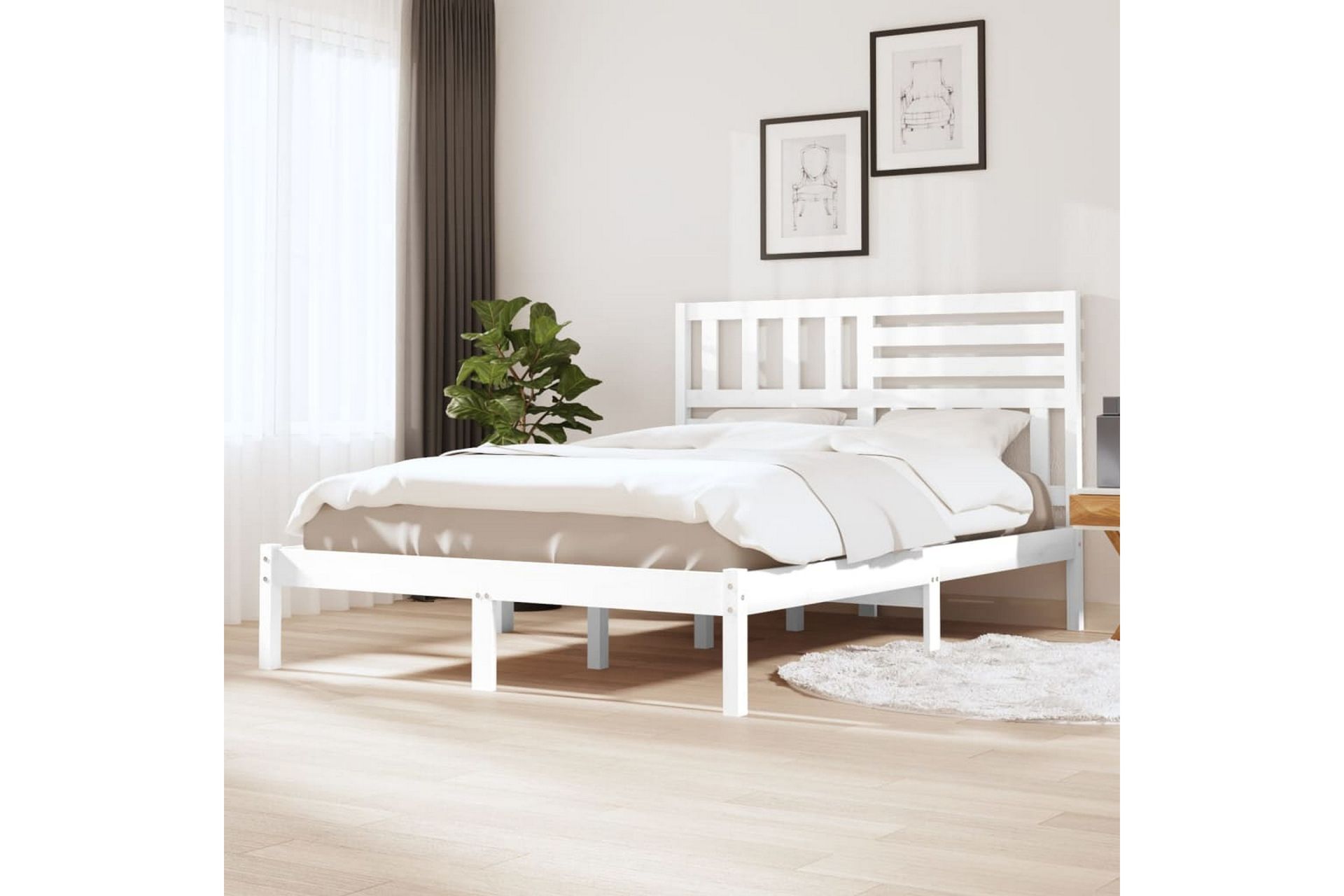 Sengeramme hvit heltre furu 120x200 cm - Hvit - Møbler - Senger - Sengeramme & sengestamme
