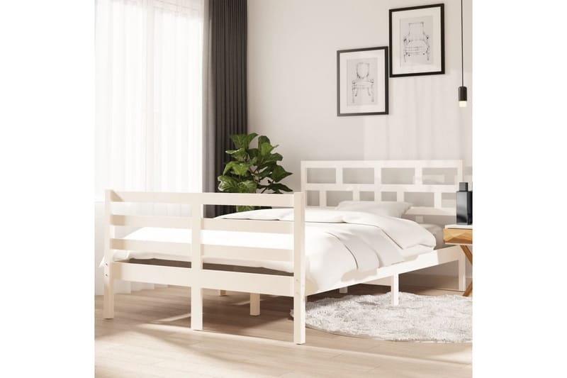 Sengeramme hvit heltre furu 120x200 cm - Hvit - Møbler - Senger - Sengeramme & sengestamme