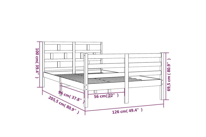 Sengeramme hvit heltre furu 120x200 cm - Hvit - Sengeramme & sengestamme