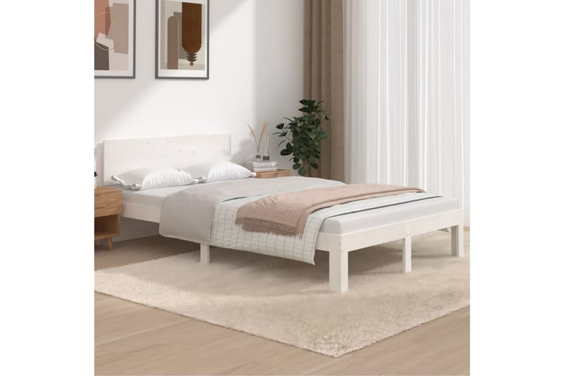 Sengeramme hvit heltre furu 120x200 cm - Hvit - Møbler - Senger - Sengeramme & sengestamme
