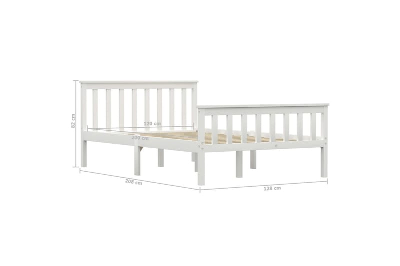 Sengeramme hvit heltre furu 120x200 cm - Møbler - Senger - Sengeramme & sengestamme