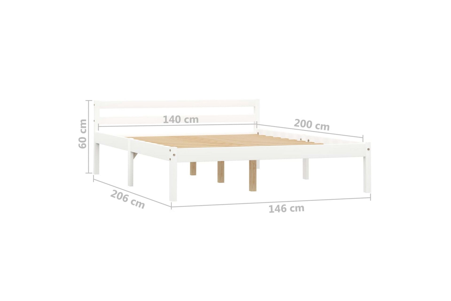 Sengeramme hvit heltre furu 140x200 cm - Hvit - Møbler - Senger - Sengeramme & sengestamme