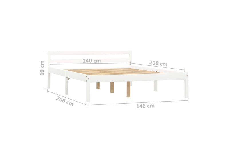 Sengeramme hvit heltre furu 140x200 cm - Hvit - Møbler - Senger - Sengeramme & sengestamme