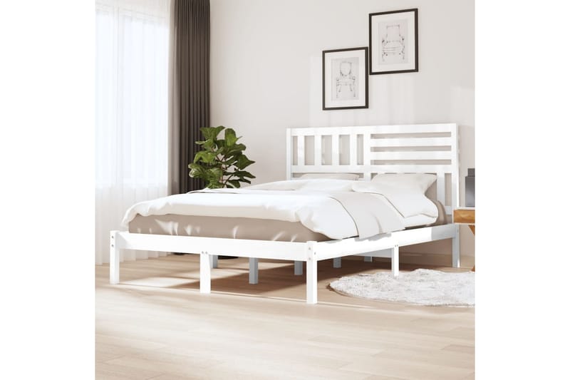 Sengeramme hvit heltre furu 140x200 cm - Hvit - Møbler - Senger - Sengeramme & sengestamme