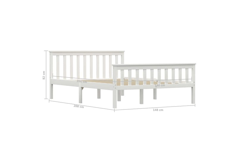 Sengeramme hvit heltre furu 140x200 cm - Møbler - Senger - Sengeramme & sengestamme