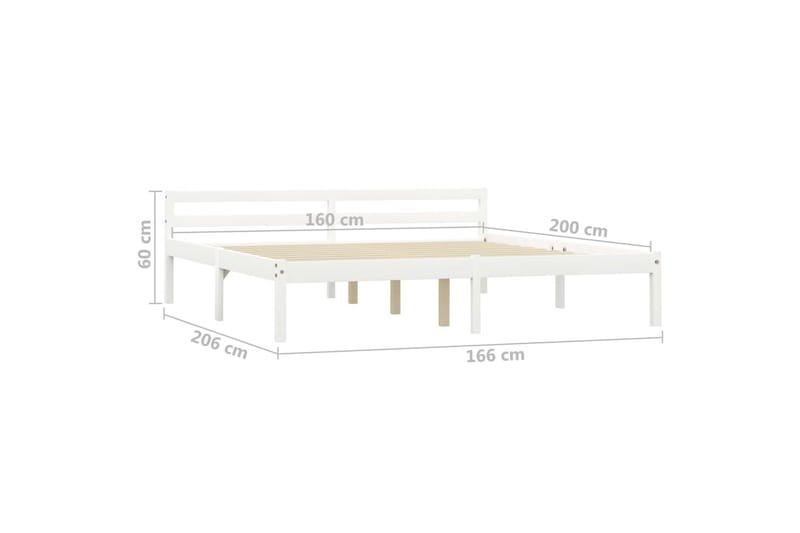Sengeramme hvit heltre furu 160x200 cm - Hvit - Møbler - Senger - Sengeramme & sengestamme