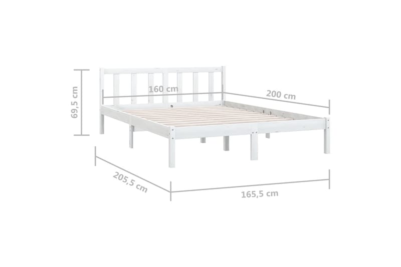 Sengeramme hvit heltre furu 160x200 cm - Hvit - Møbler - Senger - Sengeramme & sengestamme