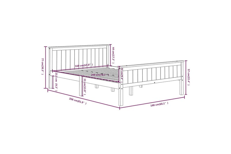 Sengeramme hvit heltre furu 160x200 cm - Hvit - Møbler - Senger - Sengeramme & sengestamme