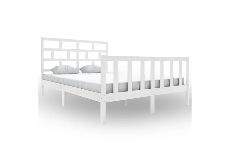 Sengeramme hvit heltre furu 160x200 cm - Hvit - Møbler - Senger - Sengeramme & sengestamme