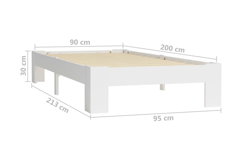 Sengeramme hvit heltre furu 90x200 cm - Hvit - Møbler - Senger - Sengeramme & sengestamme