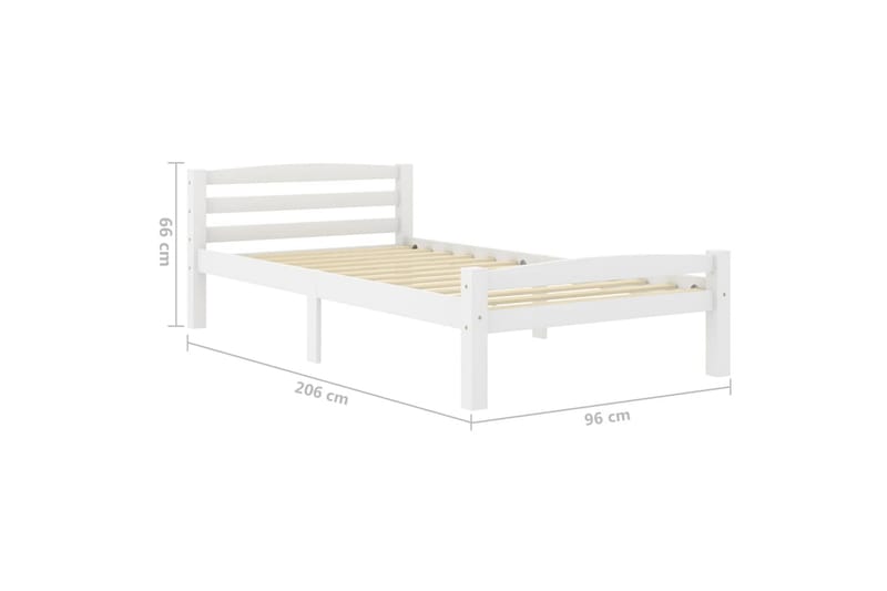 Sengeramme hvit heltre furu 90x200 cm - Hvit - Møbler - Senger - Sengeramme & sengestamme