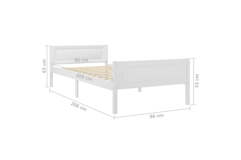 Sengeramme hvit heltre furu 90x200 cm - Hvit - Møbler - Senger - Sengeramme & sengestamme