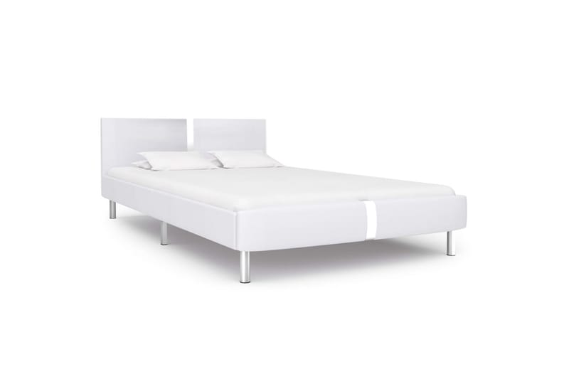 Sengeramme hvit kunstig skinn 135x190 cm - Møbler - Senger - Sengeramme & sengestamme