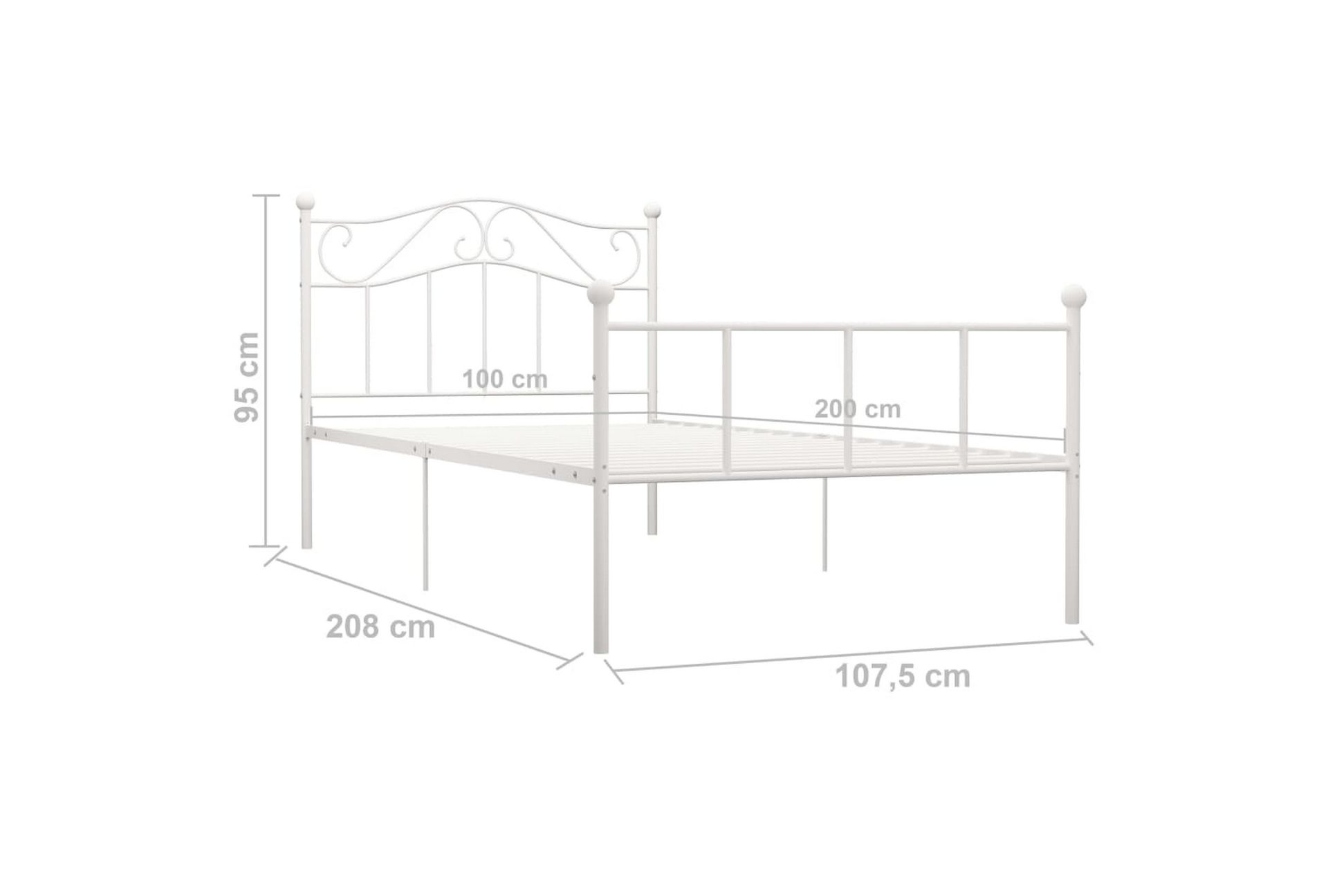 Sengeramme hvit metall 100x200 cm - Møbler - Senger - Sengeramme & sengestamme